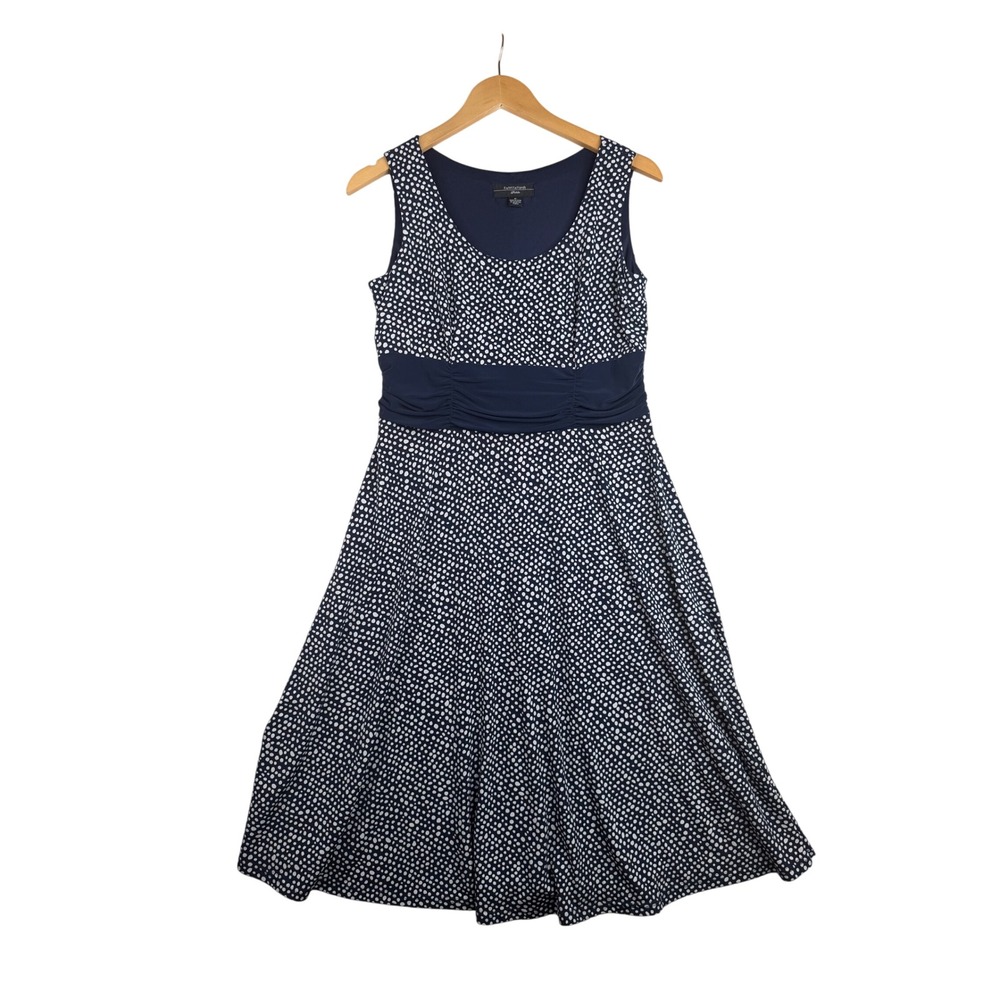 R&M Richards Polka Dot Sleeveless Dress size 6 Petite Blue/White